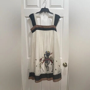 100% Silk Sleeveless Cocktail Dress Embroidery Funky Size Large